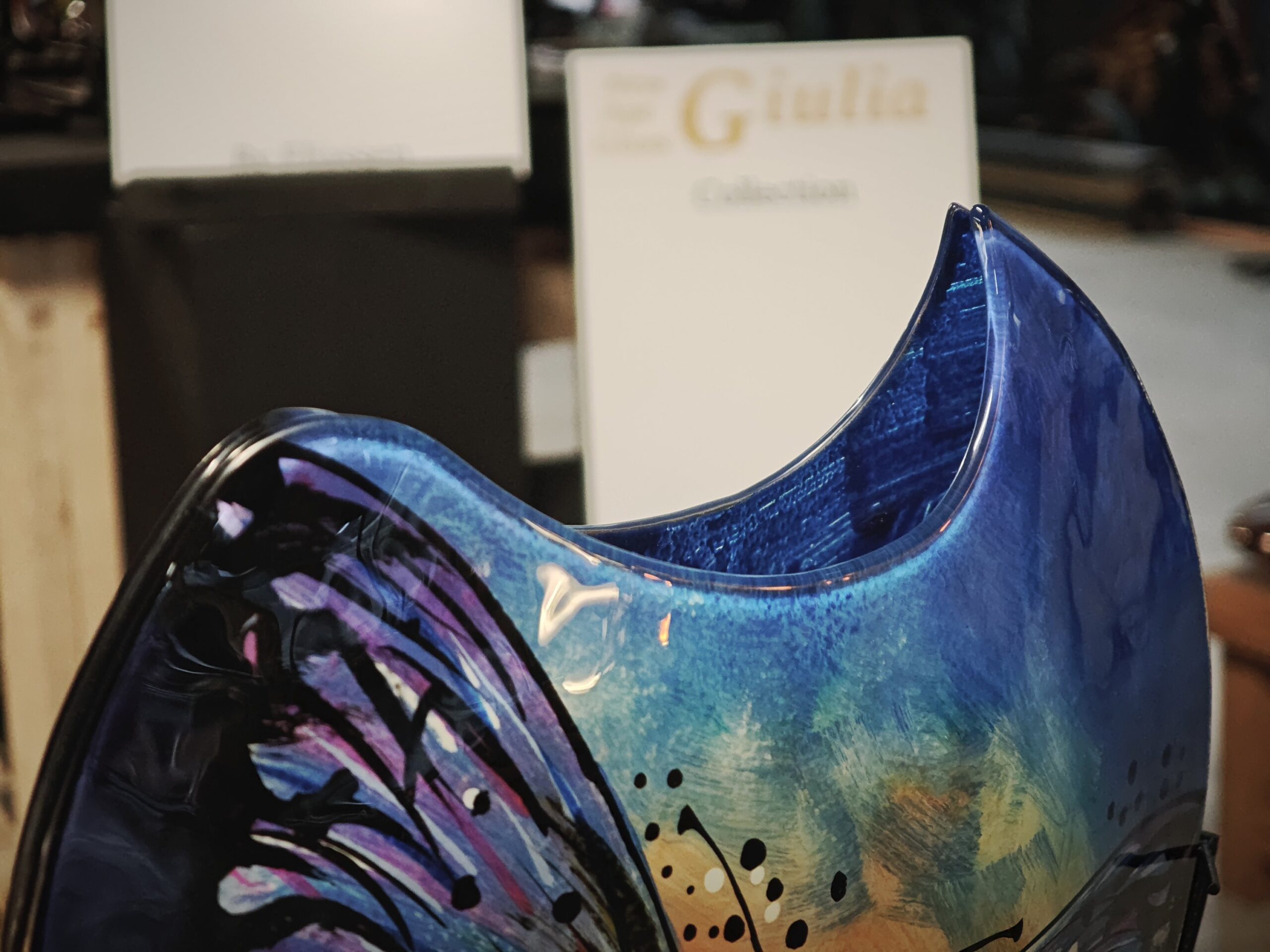 Glasvase rund Schmetterling 39cm