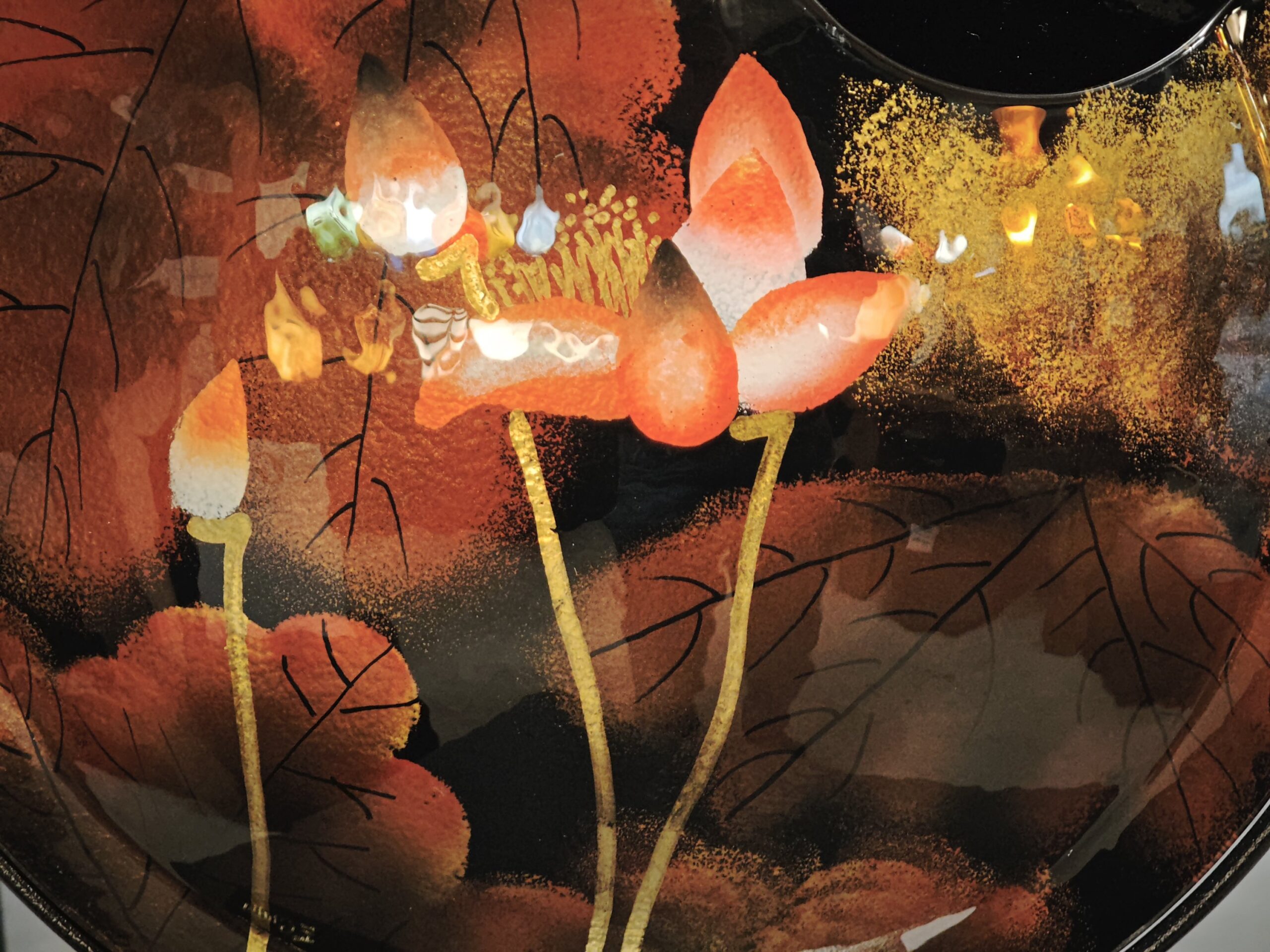 Glass vase round large Leafs 50cm