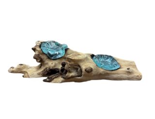 Kaarshouder van hout natuurlijke stronk 2 kaarsen eliassen.nl