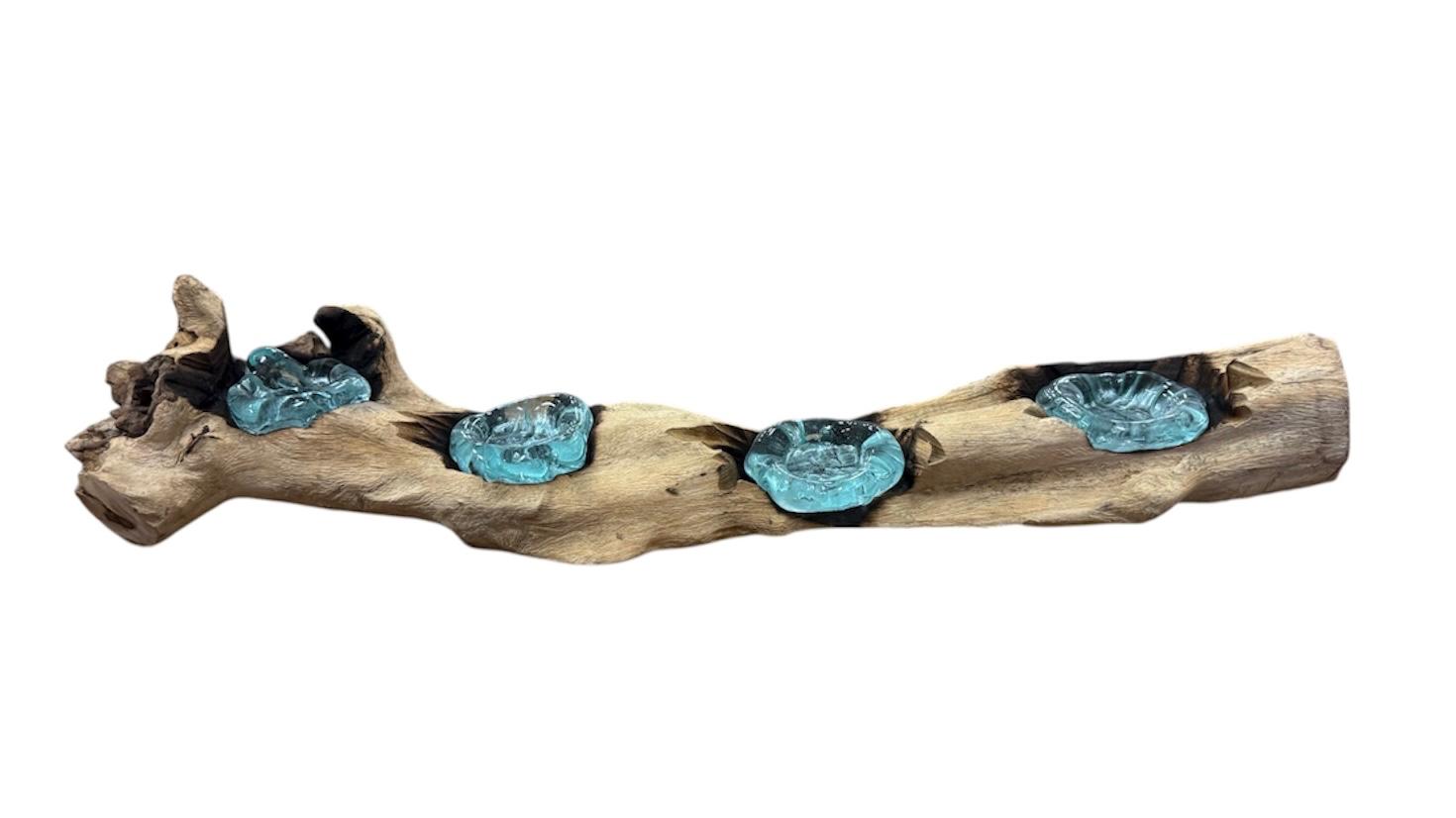 Kerzenhalter aus Holz Naturstumpf 4 Kerzen eliassen.nl