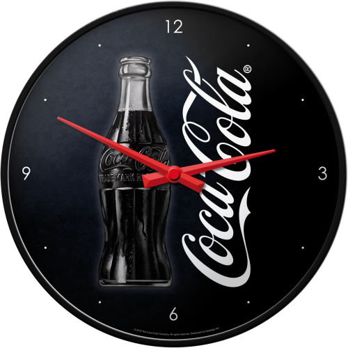 Klok rond metaal vintage mancave Coca Cola zwart 31cm