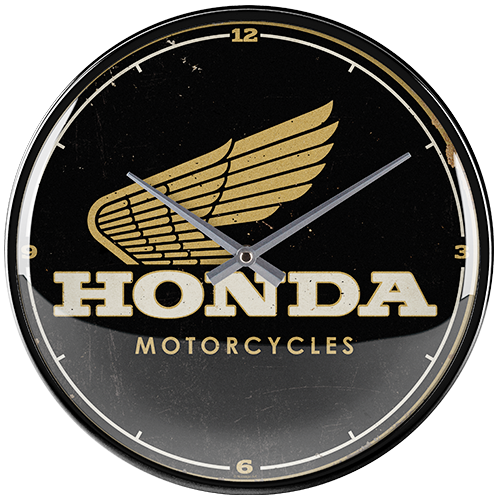 Klok rond metaal vintage mancave Honda 31cm