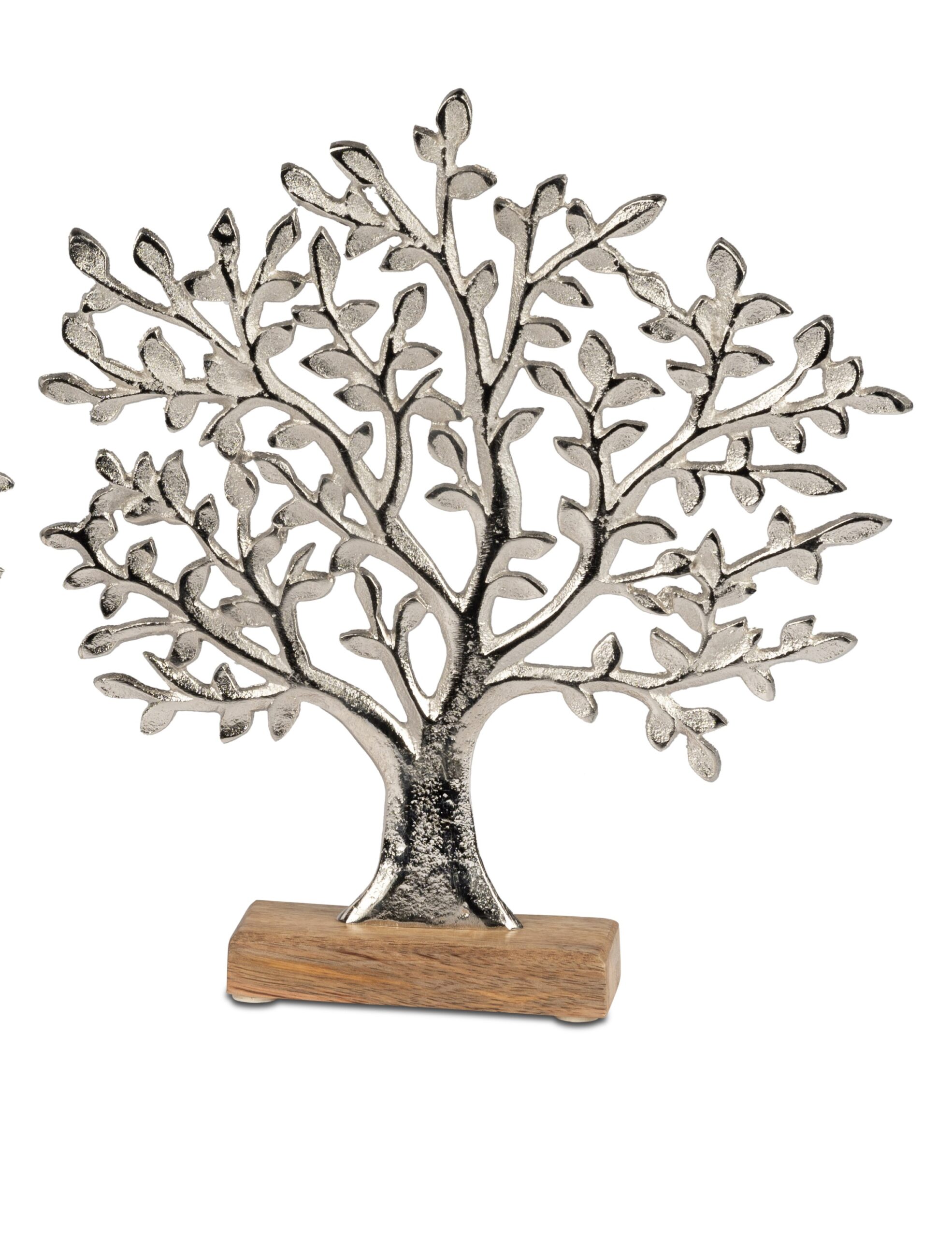 Baum des Lebens aus Aluminium auf Holzsockel 27cm