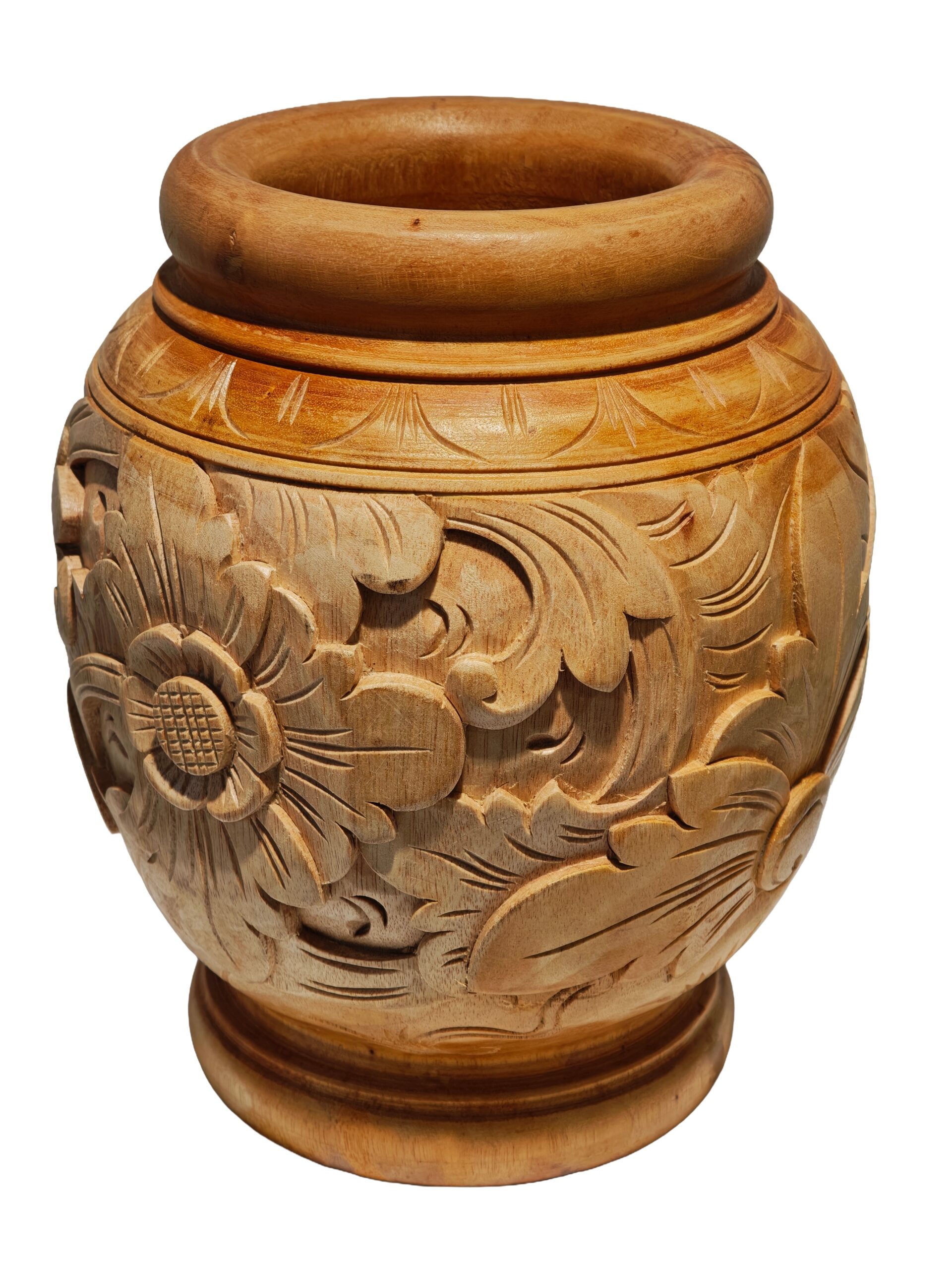 Pot Mahoniehout bolvormig met motief 25cm eliassen.nl