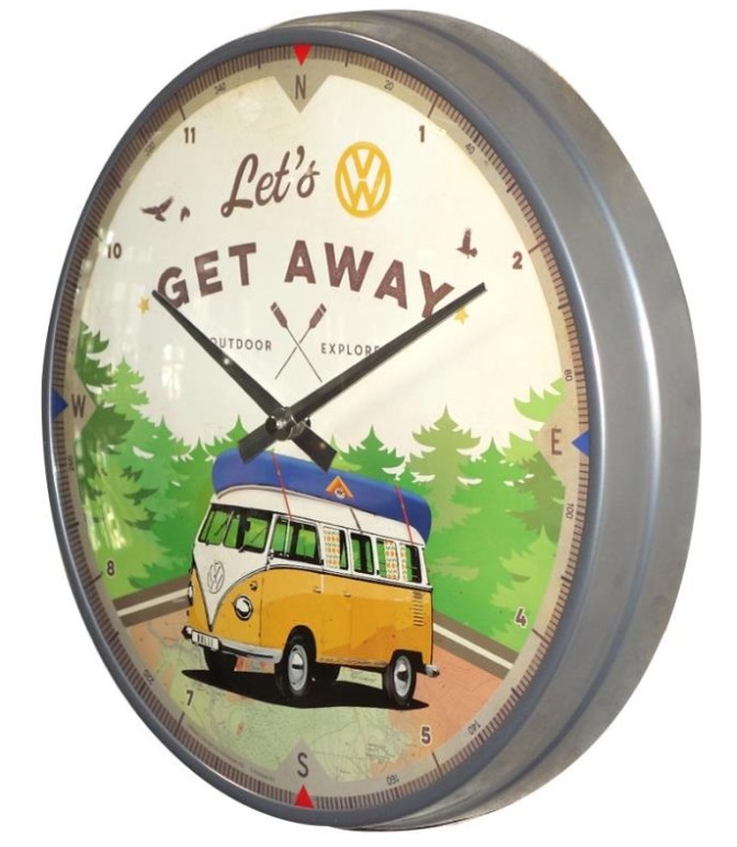 Klok rond metaal vintage mancave Volkswagen camper 31cm