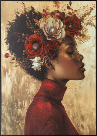 canvas vrouw bloemenkrans - Eliassen.nl
