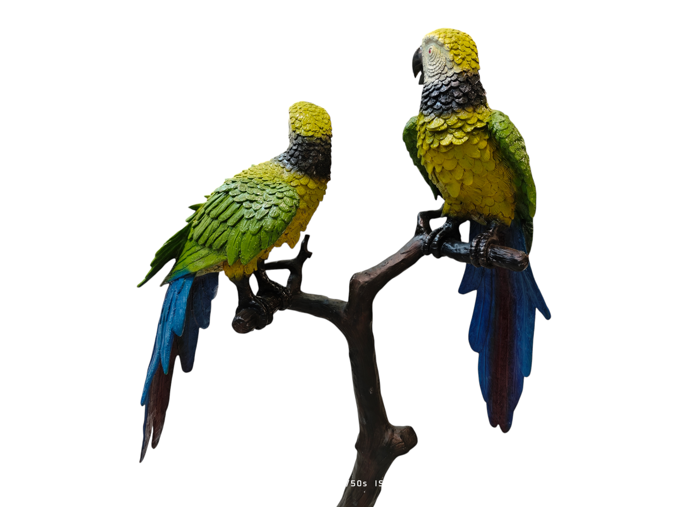 2 Aras auf Ast Bronze 142cm