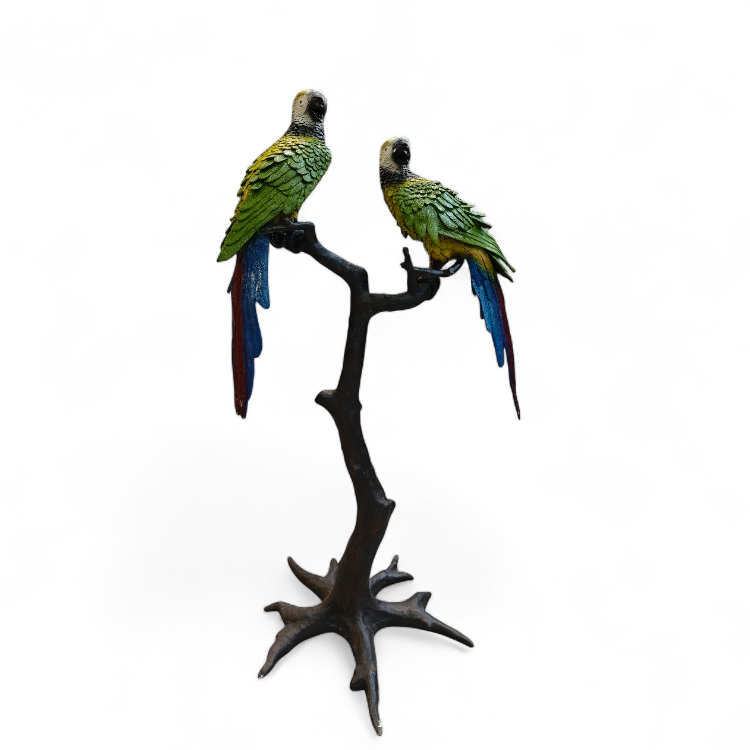 2 Macaws on branch bronze 142cm