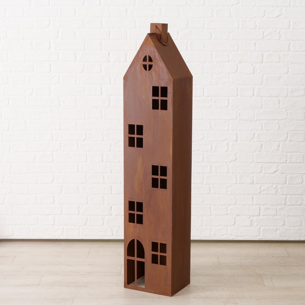 metalen lantaarn huisvorm 150cm hoog - Eliassen.nl