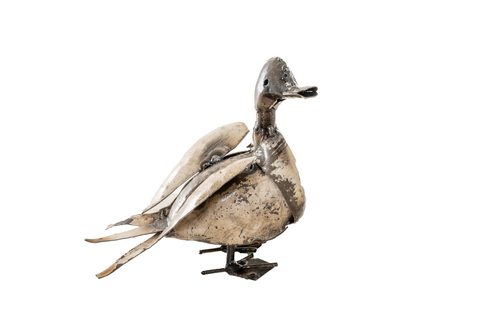 Eend staand metaal wit 26cm