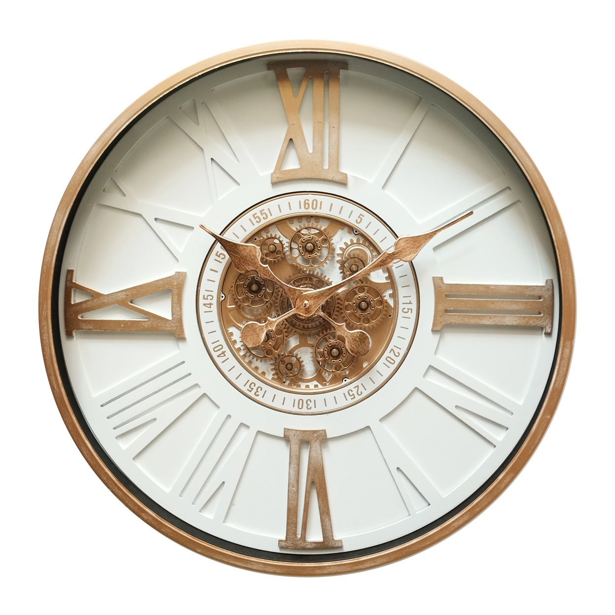 Cog clock round Pompeii 60cm copper-white