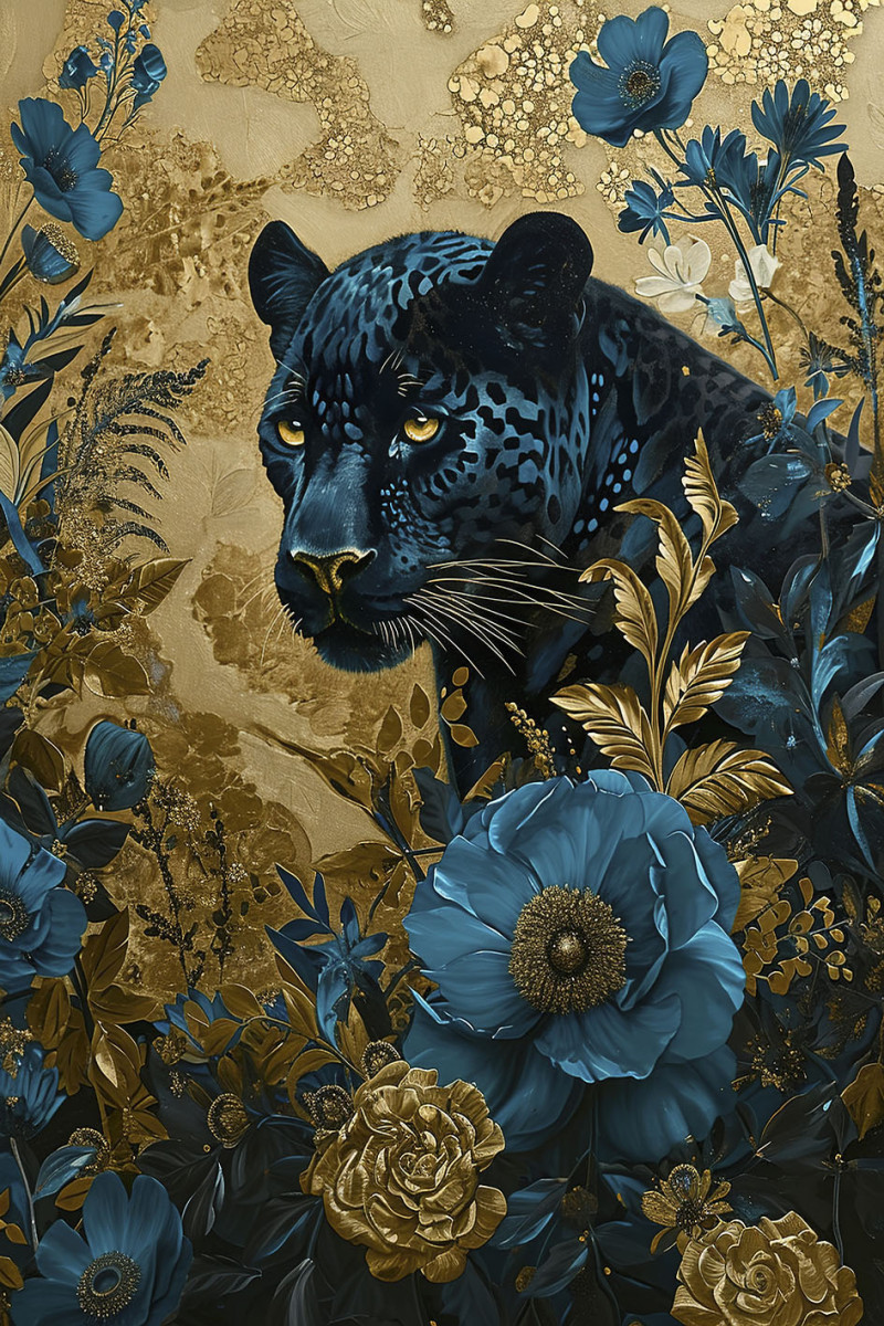 glasschilderij blauwe panter - Eliassen.nl