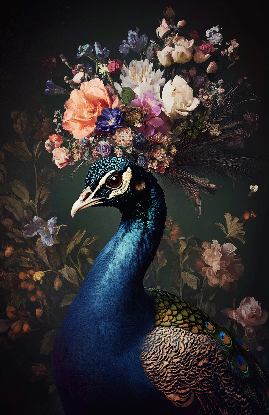 glasschilderij sierlijke pauw - Eliassen.nl