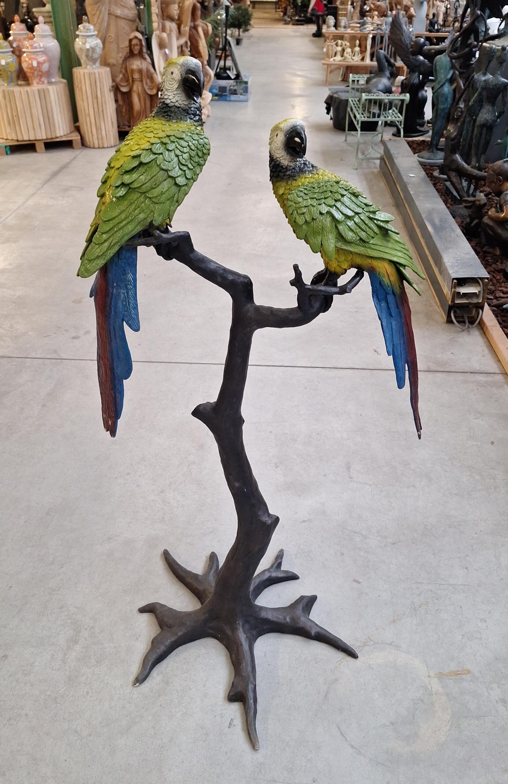 2 Aras auf Ast Bronze 142cm