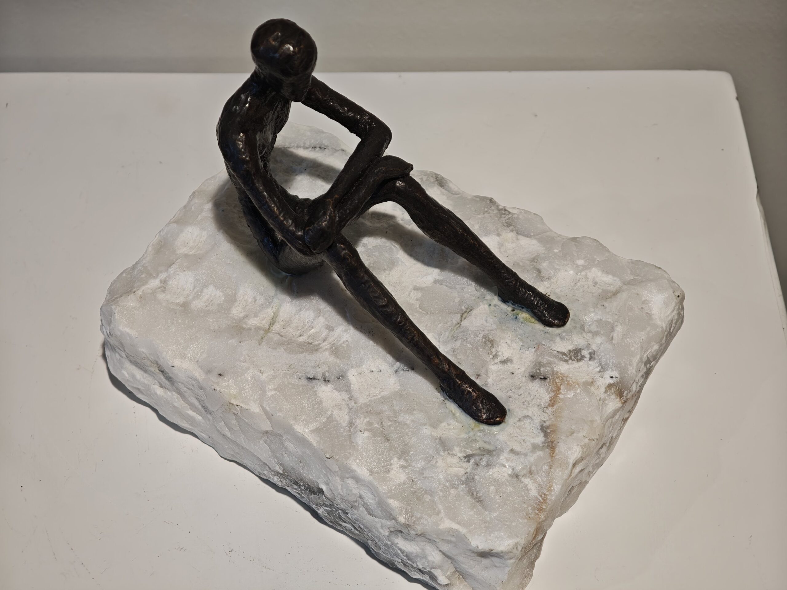 Statue bronze on stone Dreaming 17cm