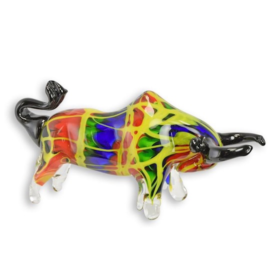 Bonte stier van glas Eliassen.nl MG-215