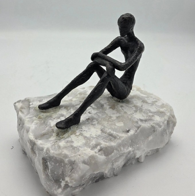 Bronze statue on stone Dreaming Eliassen.co.uk bs1565