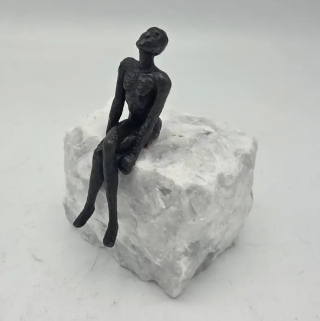 Bronze sculpture on stone Loking at the sky Eliassen.co.uk bs1567