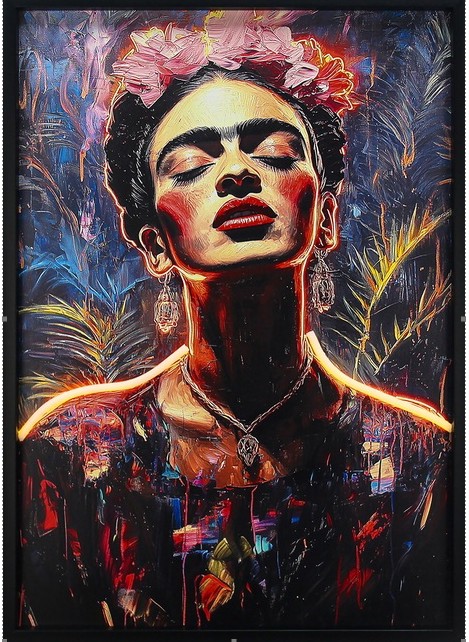 Frida kahlo in Rahmen mit LED 60x80cm Eliassen.nl fk4278