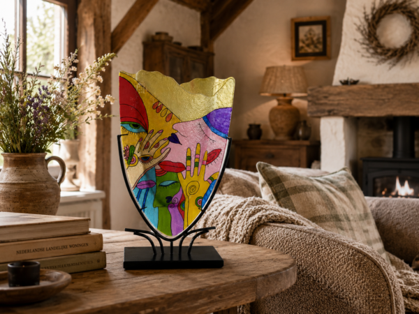 Giulia Hohe Glasvase mit geripptem Rand Picassa 48cm