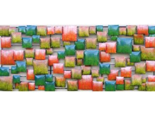 Wall decoration Hypnotic Blocks red yellow green Eliassen.nl md16120