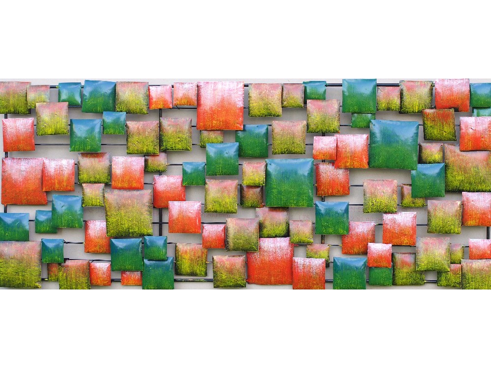 Wall decoration Hypnotic Blocks red yellow green Eliassen.nl md16120