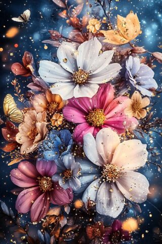 glasschilderij bloemen in de glitters - Eliassen.nl