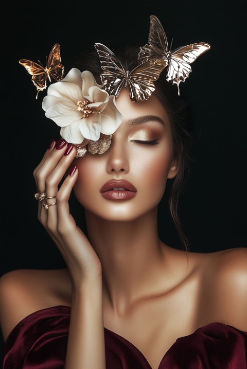 Glasmalerei Mode Dame mit Schmetterlingen - Eliassen.nl