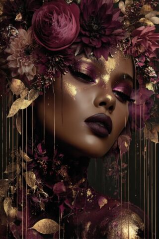 glasschilderij gouden vrouw links - Eliassen.nl