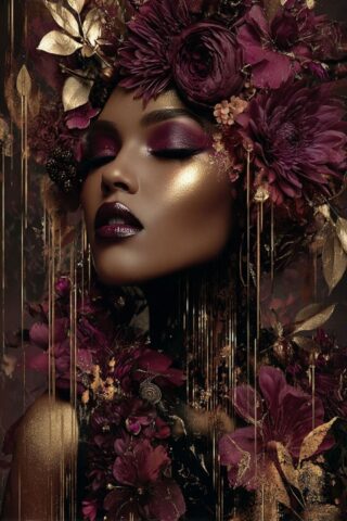 glasschilderij gouden vrouw rechts - Eliassen.nl