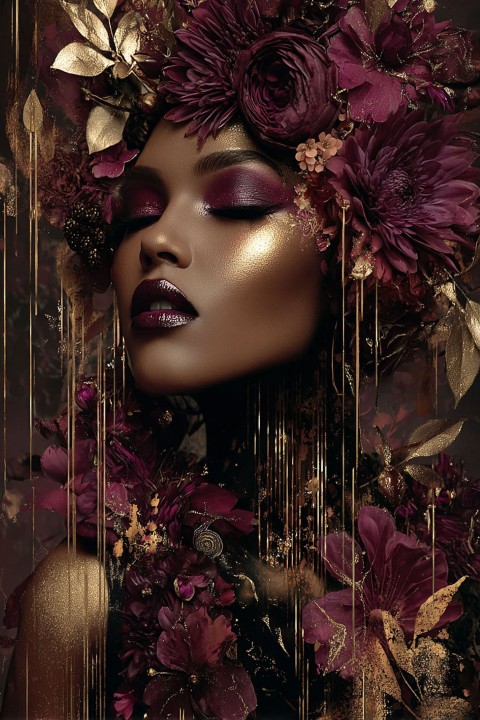 glass painting golden woman right - Eliassen.nl