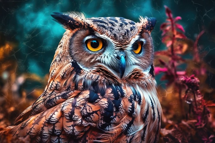 glass painting large owl - Eliassen.nl