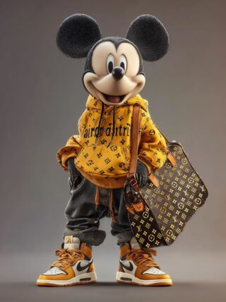 glasschilderij mickey mouse met gele trui - Eliassen.nl