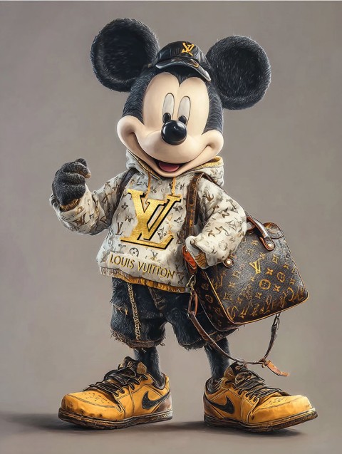 glass painting mickey mouse with cap and bag - Eliassen.nl