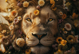 glass painting romantic lions - Eliassen.nl