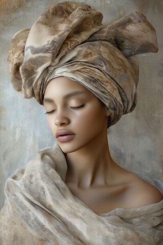 glasschilderij vrouw in wit doek - Eliassen.nl