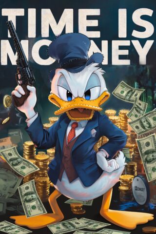 strass glasschilderij Donald duck money - Eliassen.nl