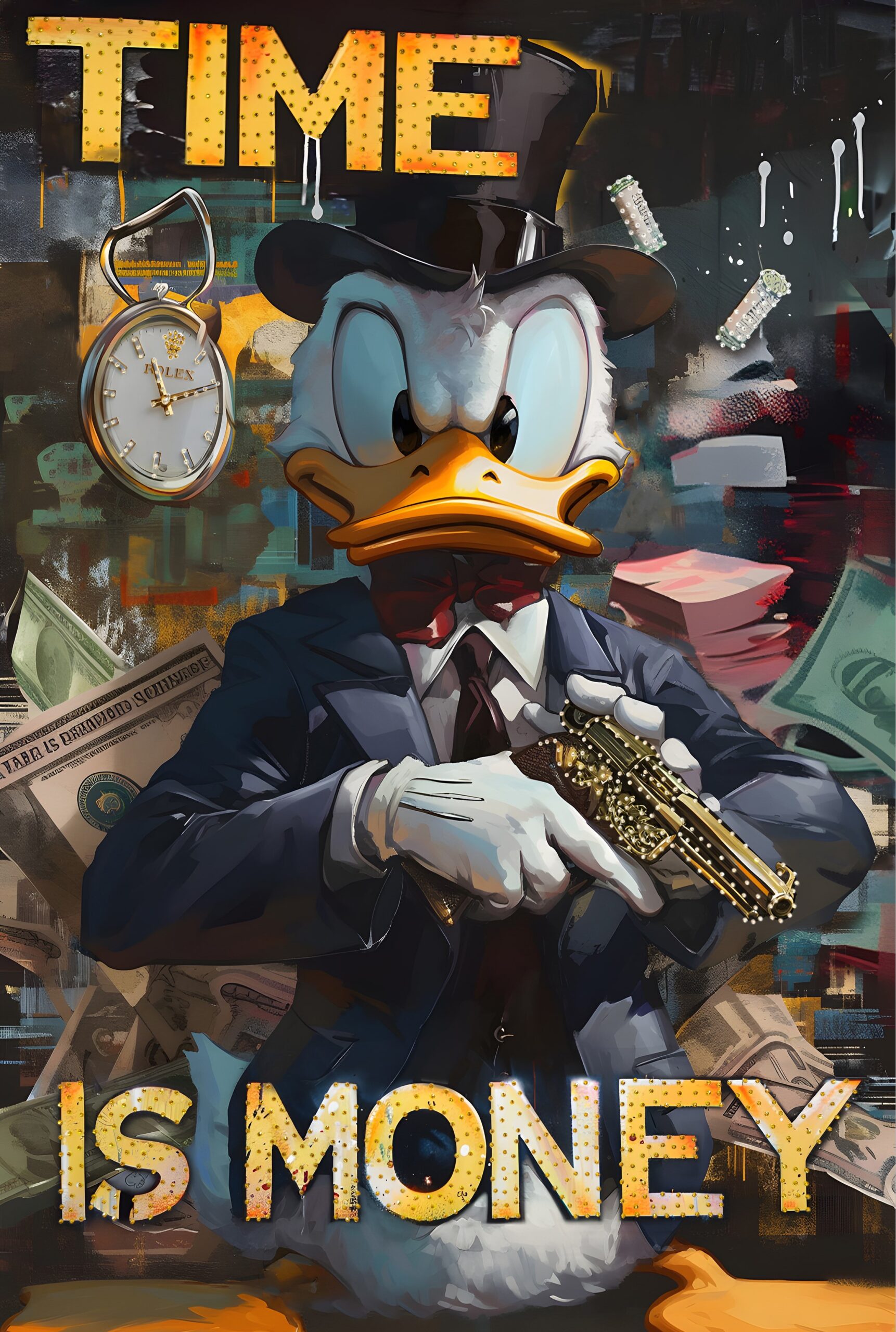 strass glasschilderij dagobert duck - Eliassen.nl