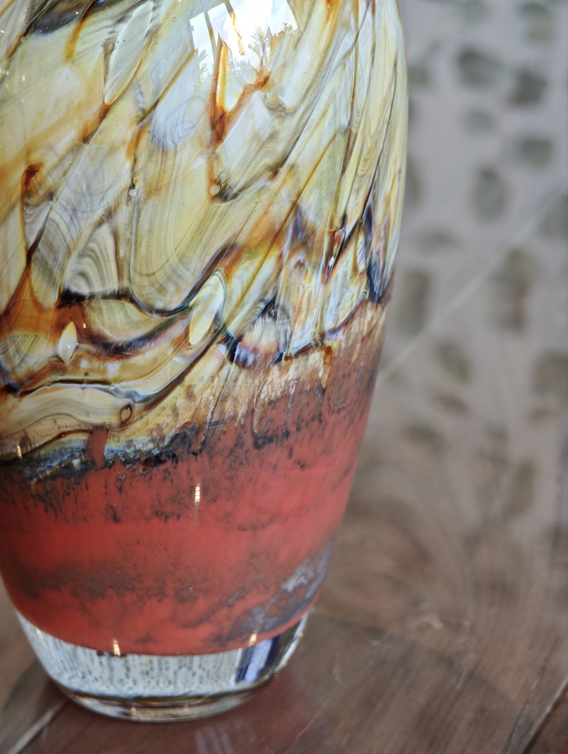 Glass vase Fire red/brown 28cm