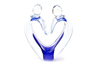 Statue Glas Liebende Verbindung Herz blau eliassen.de