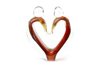 Beeld glas Lovers verbondenheid hart goud/bruin eliassen.nl