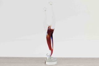 Beeld glas abstract koppel Samen omhelzend bruinblauw 28cm eliassen.nl