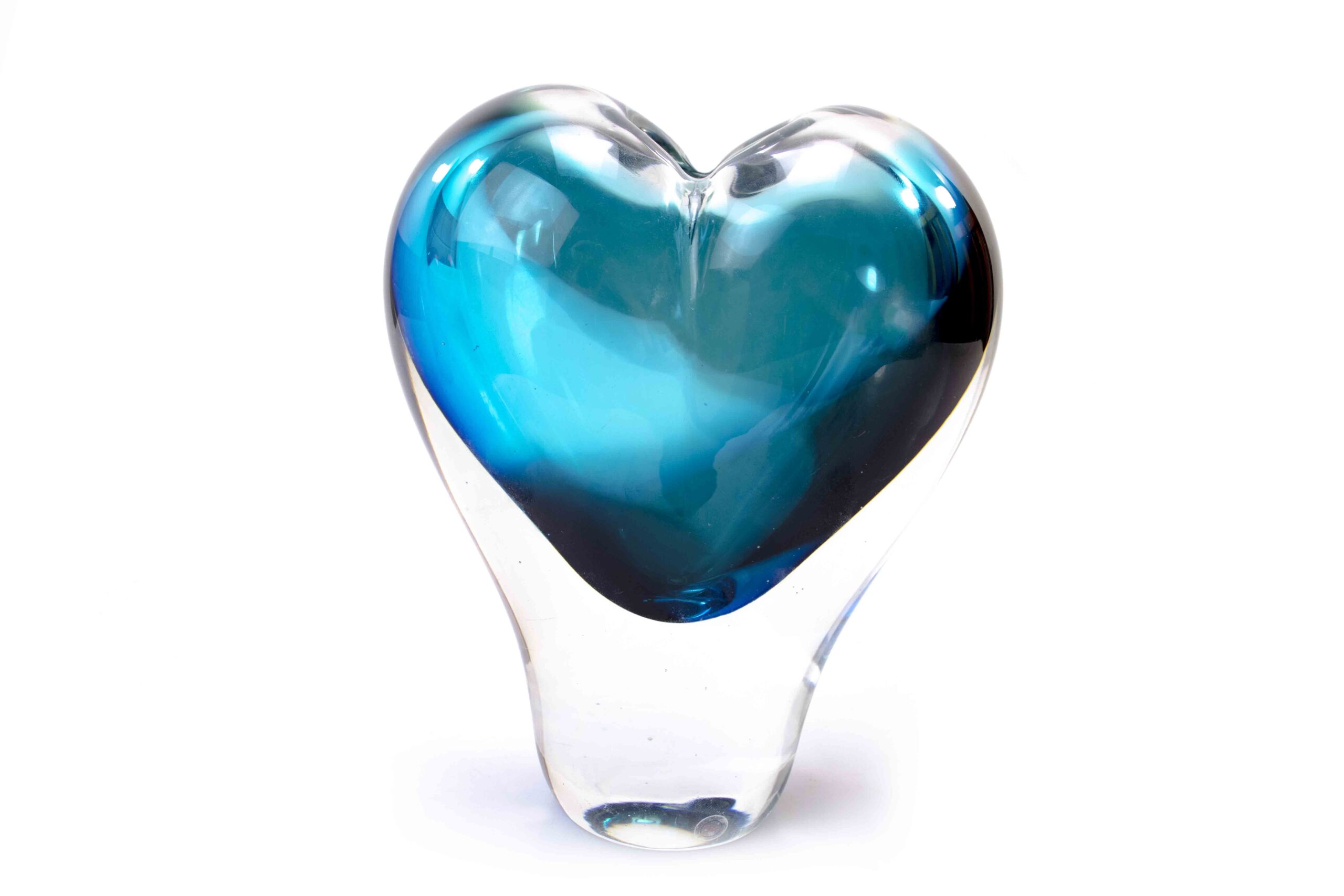 Glass Vase Heart bohemian crystal blue/green 20cm eliassen.nl