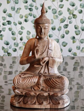 Houten beeld Thaise boeddha op lotus 50cm