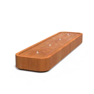 Wassertisch Cortenstahl Premium mit abgerundeten Ecken Rectangle 400x100x40cm eliassen.nl