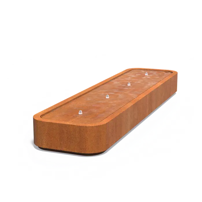 Watertafel Cortenstaal Premium met afgeronde hoeken Rechthoek 400x100x40cm eliassen.nl