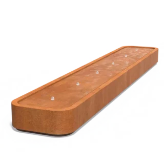 Wassertisch Cortenstahl Premium mit abgerundeten Ecken Rechteck 600x100x40cm eliassen.nl