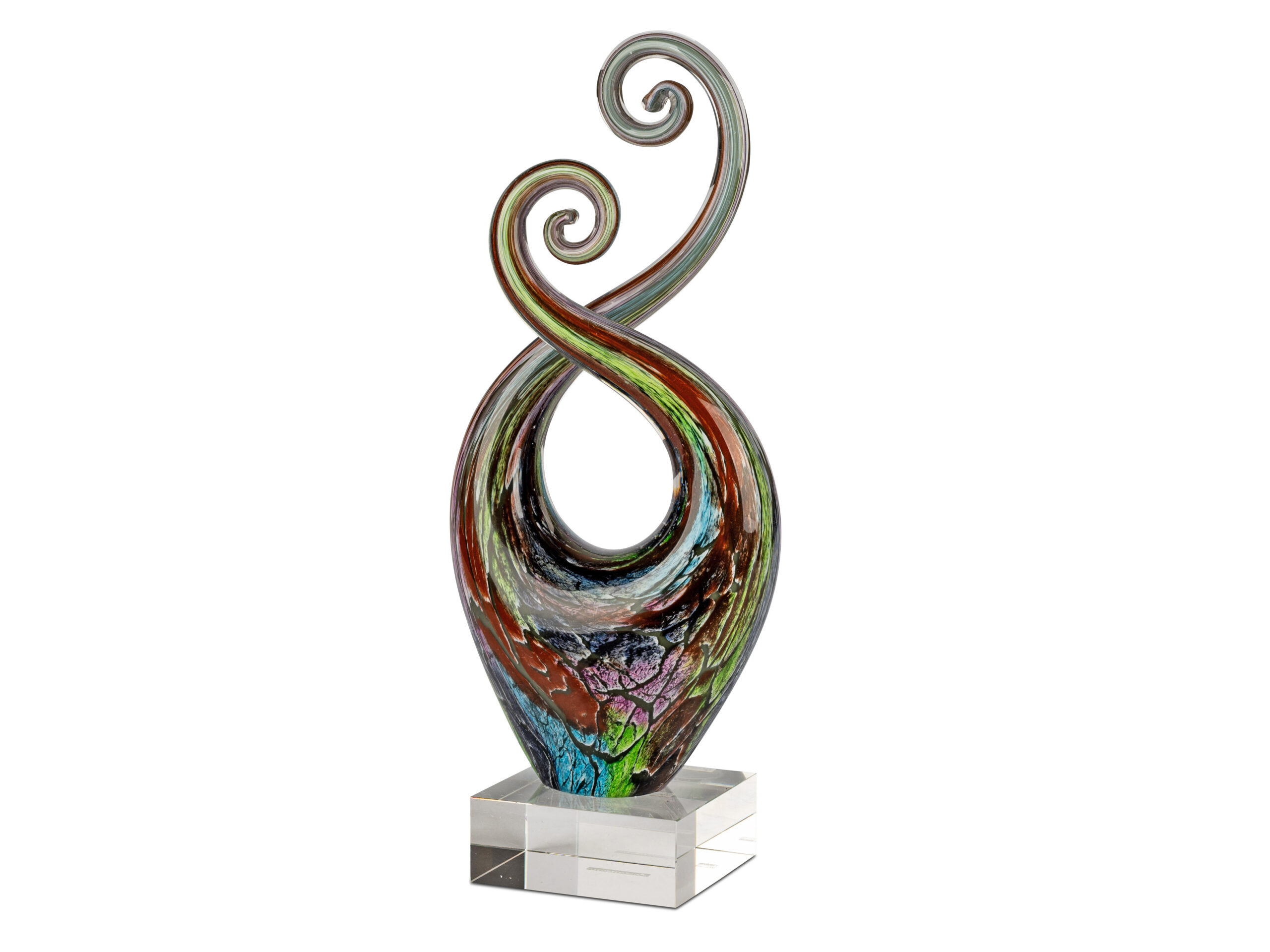 Statue Glasskulptur abstrakte Flamme - Liebespaar braun 30cm - Eliassen.nl