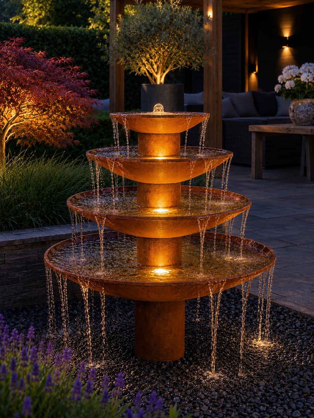 Waterschaal Cortenstaal met waterafloop rondom 80cm