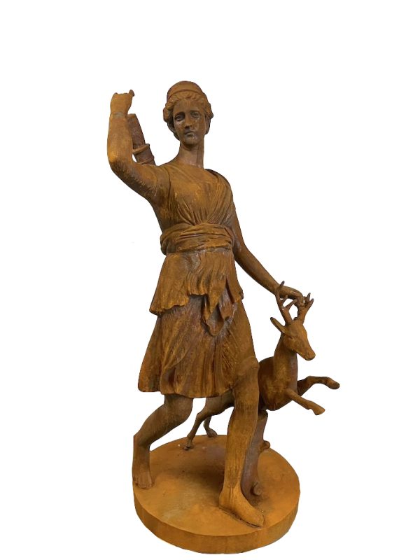 Jager Diana met hert gietijzer Eliassen.nl